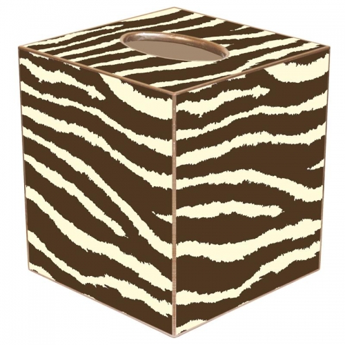 Brown Zebra Tissue Box Cover Paper Mache
